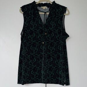 MICHAEL Michael Kors Black and Green Faux Lace Blouse